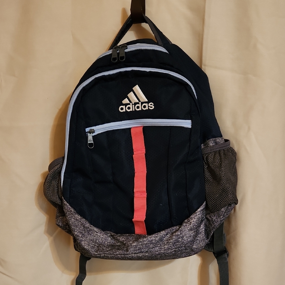 Adidas Kids Backpack Blue w/ Coral Stripe | Great Condition